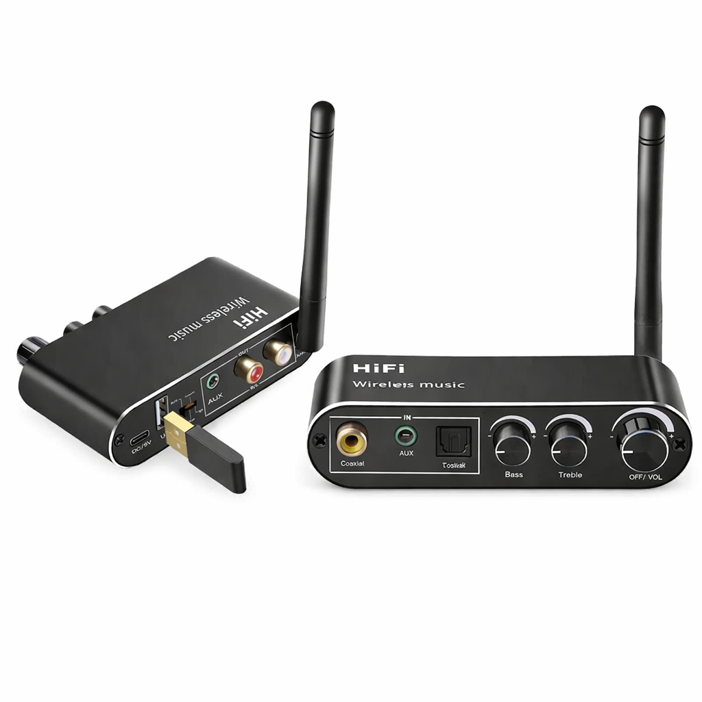 Optikai és koaxiális digitális–analóg audió átalakító Bluetooth audió vevővel és USB MP3 lejátszó funkcióval T01-0