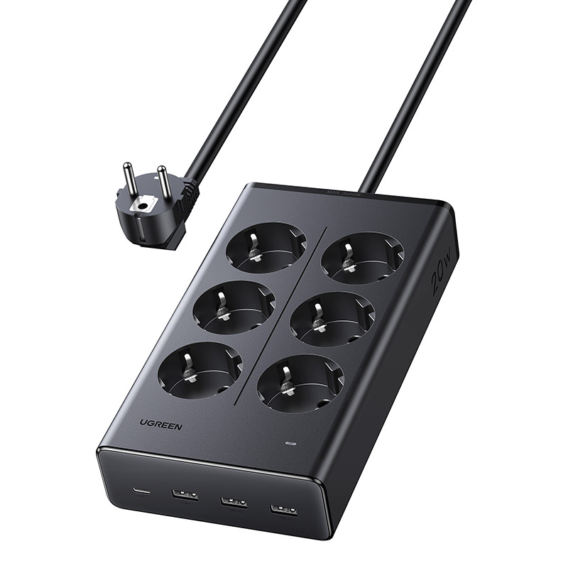UGREEN S622 elosztó, 20W, 6xAC, 3xUSB, USB-C, 1,5m kábel-1