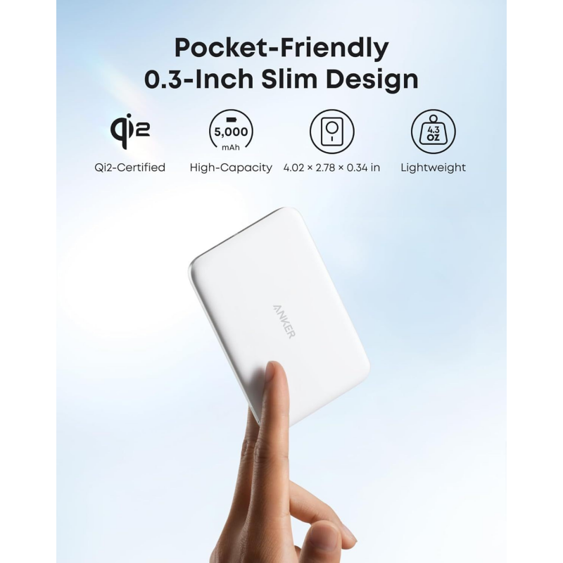 Anker Nano Powerbank, 5000mAh, 15W, FQI, Fehér A1665H21-5