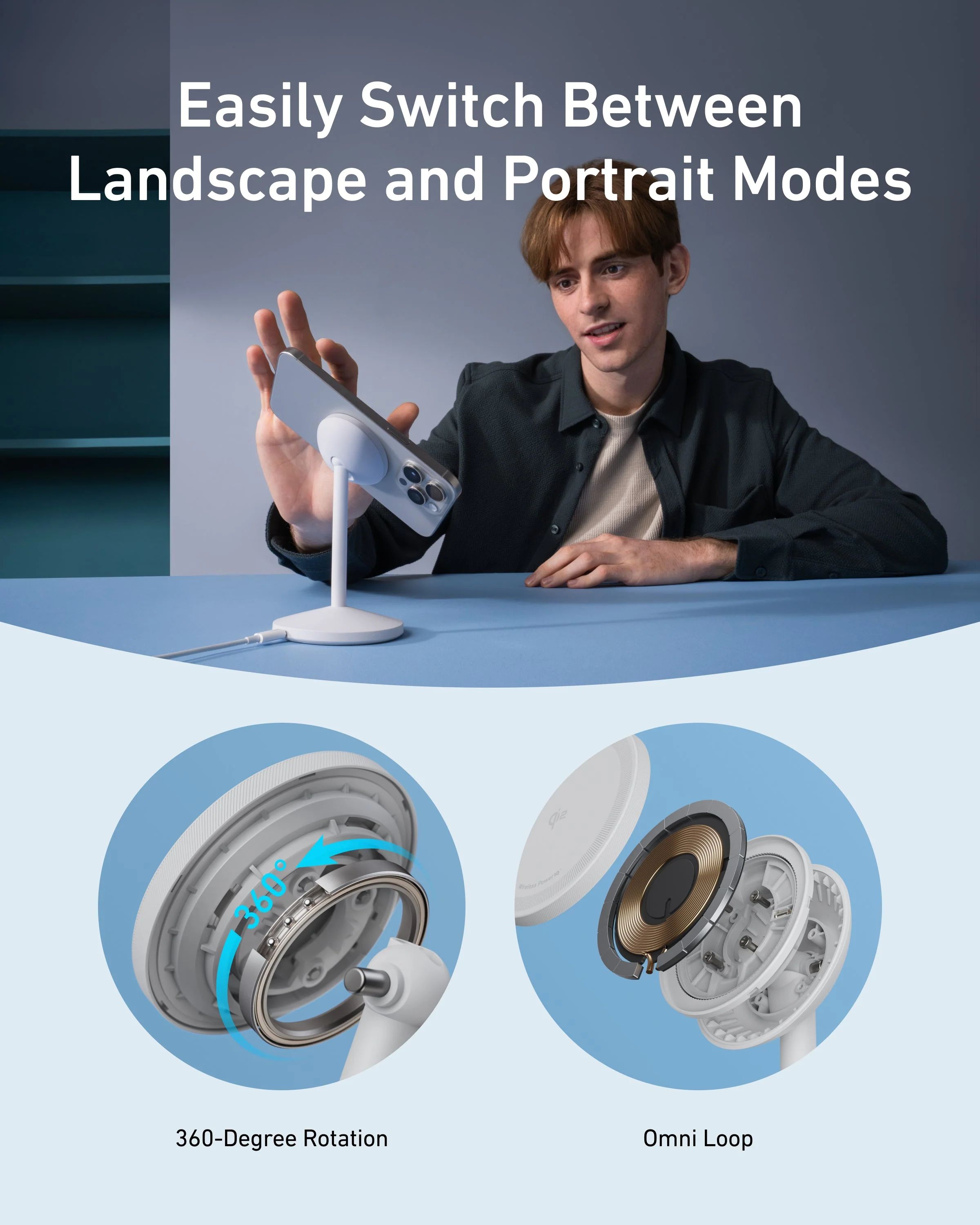 Anker MagGo Stand vezeték nélküli töltőállomás, 15W, 1.67A, fehér A25X1H21-4