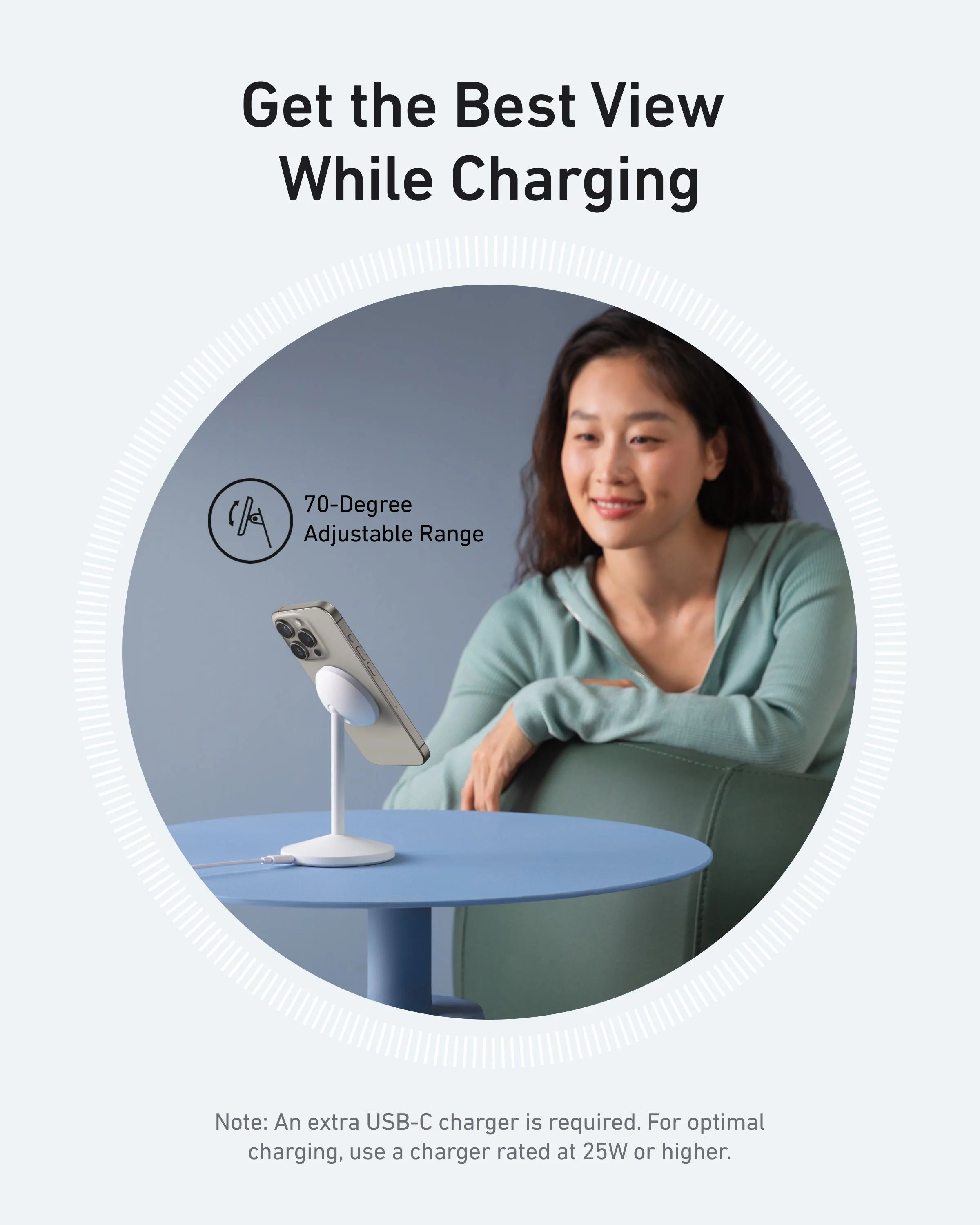 Anker MagGo Stand vezeték nélküli töltőállomás, 15W, 1.67A, fehér A25X1H21-3