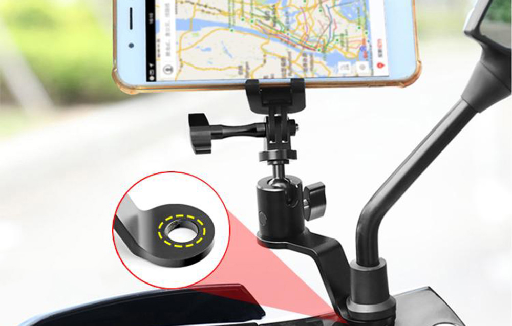 PULUZ alumínium motorkerékpár tükör kameratartó (fekete)-4