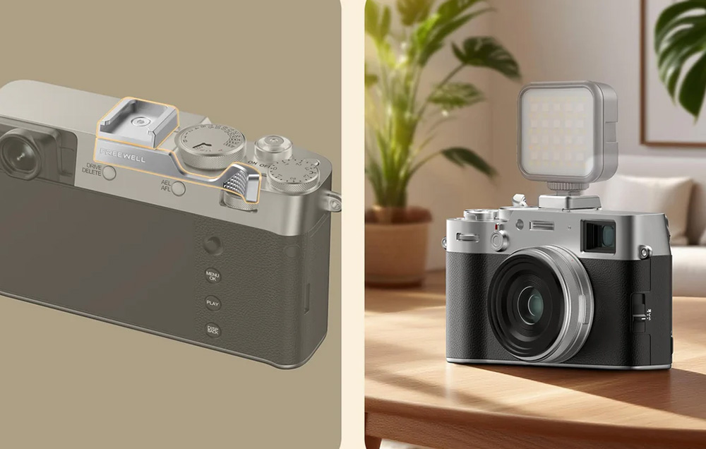 Fuji X100VI hüvelykujjas markolat hidegcipő rögzítéssel (Ezüst)-2