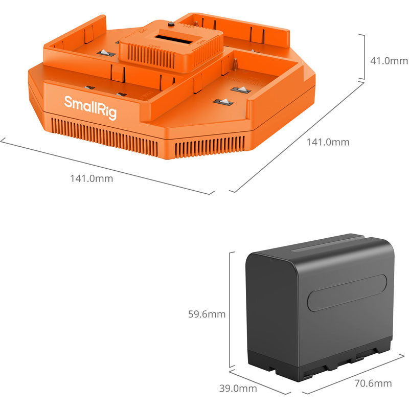 Smallrig 4834 NP-F970 4-Channel Camera Battery Charger & 4-Battery Kit-1