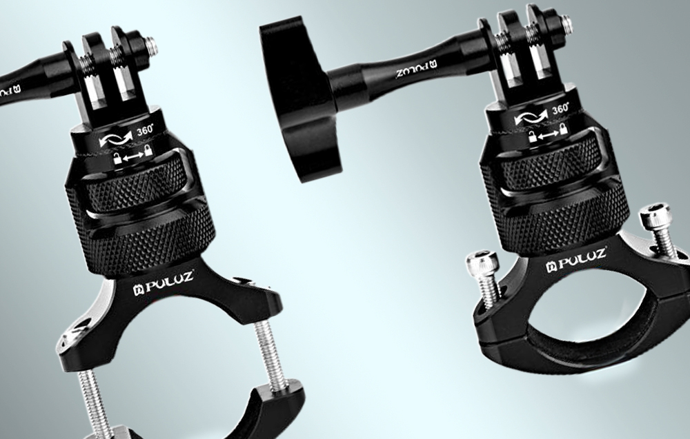 PULUZ 360°-os alumínium kormányrögzítő sportkamerákhoz (fekete)-5