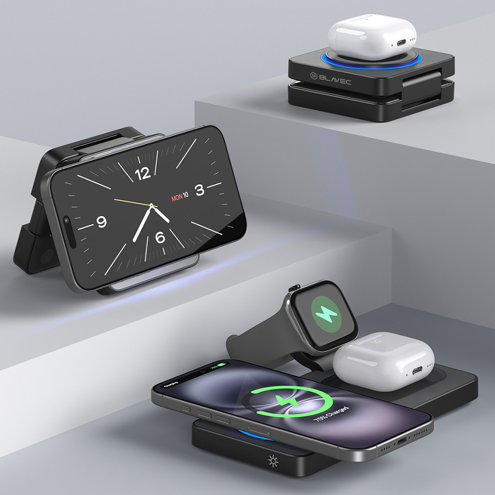  Blavec BQI-04 Qi 15W Magsafe töltőállomás 3in1 UniCharge (BQI04-QIMB) fekete-7