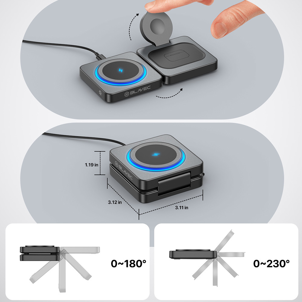  Blavec BQI-04 Qi 15W Magsafe töltőállomás 3in1 UniCharge (BQI04-QIMB) fekete-6