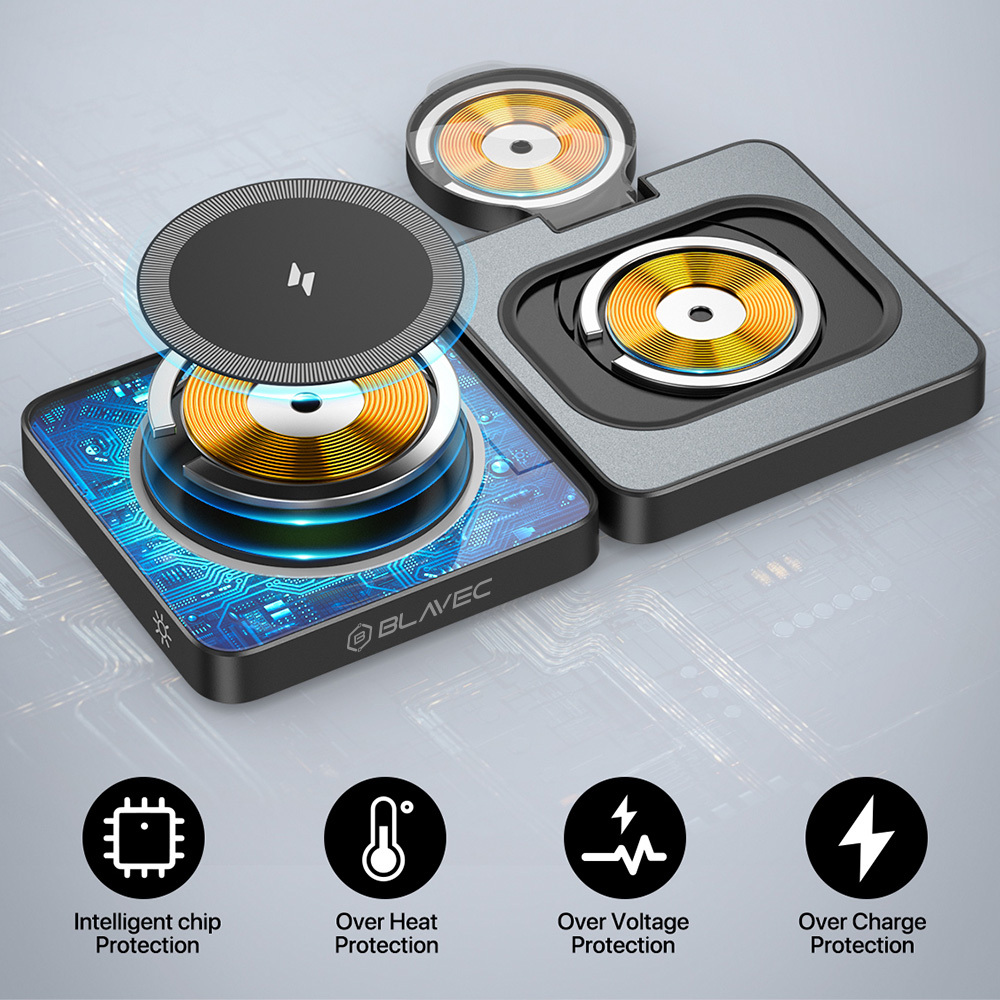  Blavec BQI-04 Qi 15W Magsafe töltőállomás 3in1 UniCharge (BQI04-QIMB) fekete-5