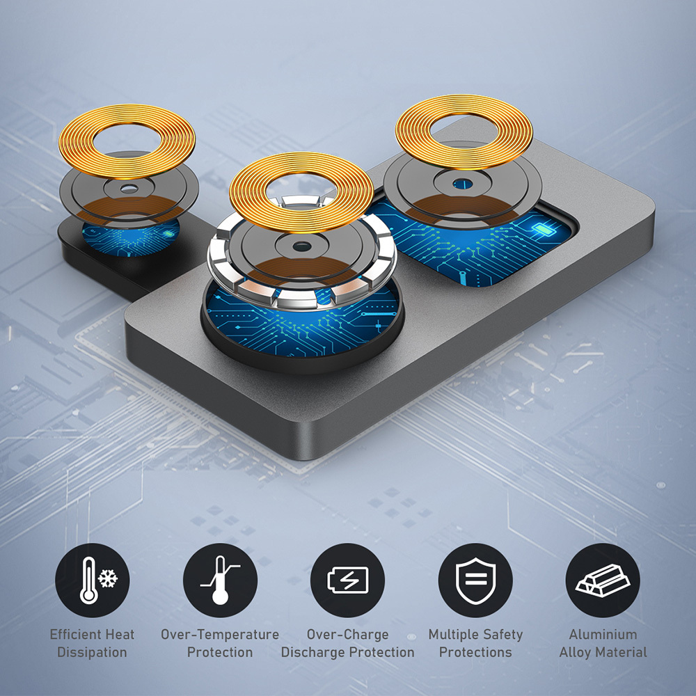 Blavec Indukciós töltő BQI-05 Qi 15W mágneses Magsafe 3 az 1-ben UniCharge (BQI05-QIMS) ezüst-5