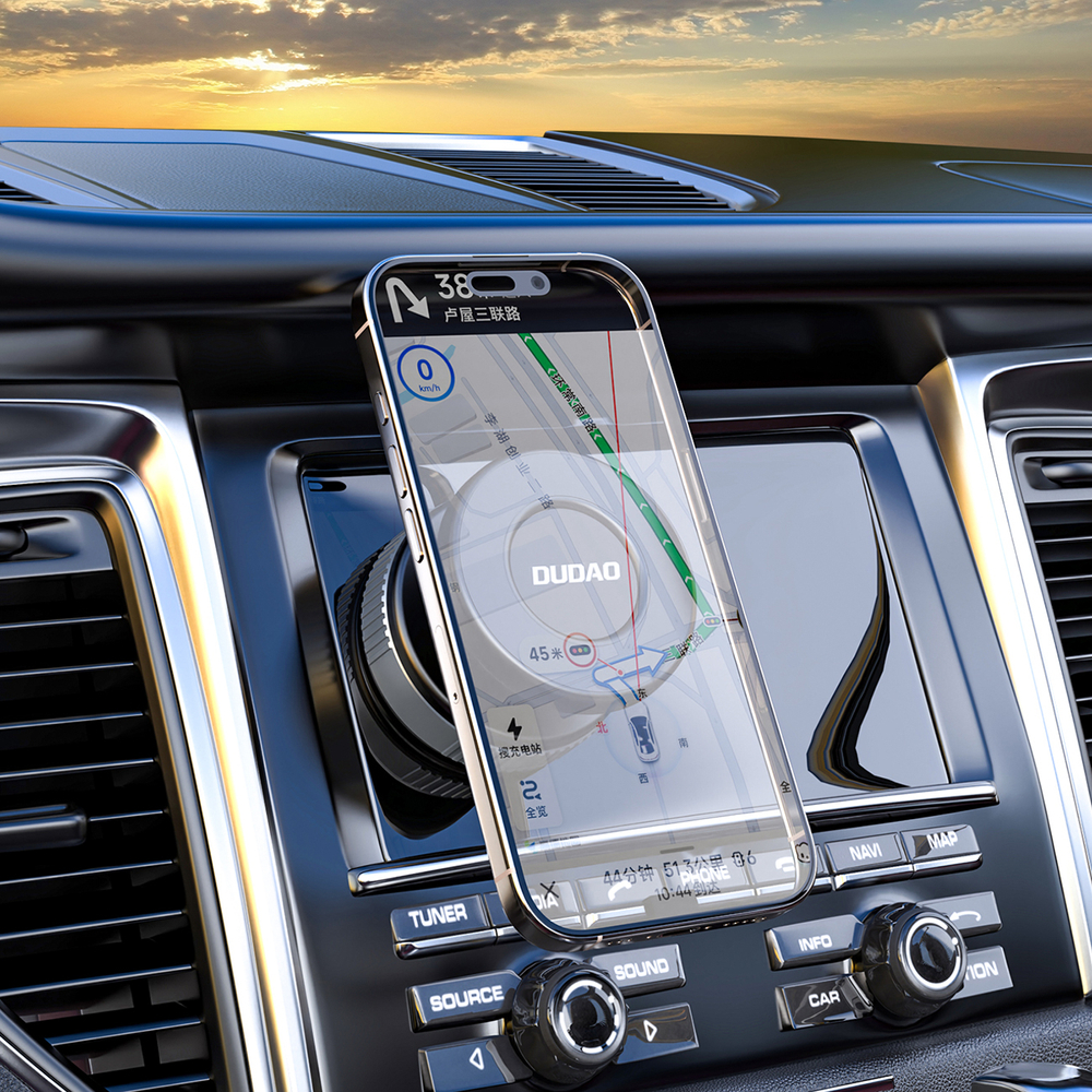 Dudao F24 MagSafe Kompatibilis Autós Tartó Szélvédőre vagy Műszerfalra Tapadókoronggal - Fekete-8