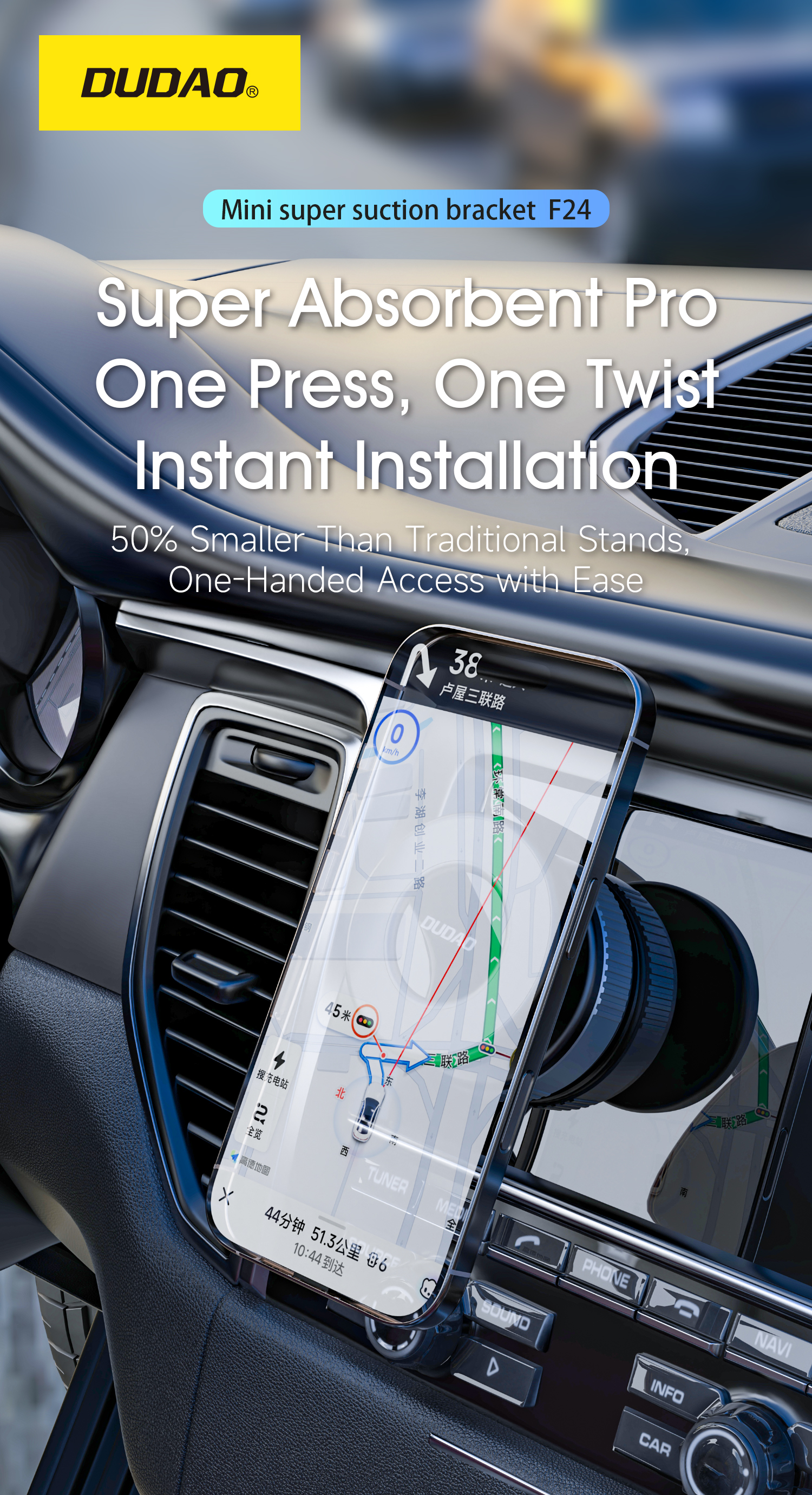 Dudao F24 MagSafe Kompatibilis Autós Tartó Szélvédőre vagy Műszerfalra Tapadókoronggal - Fekete-2