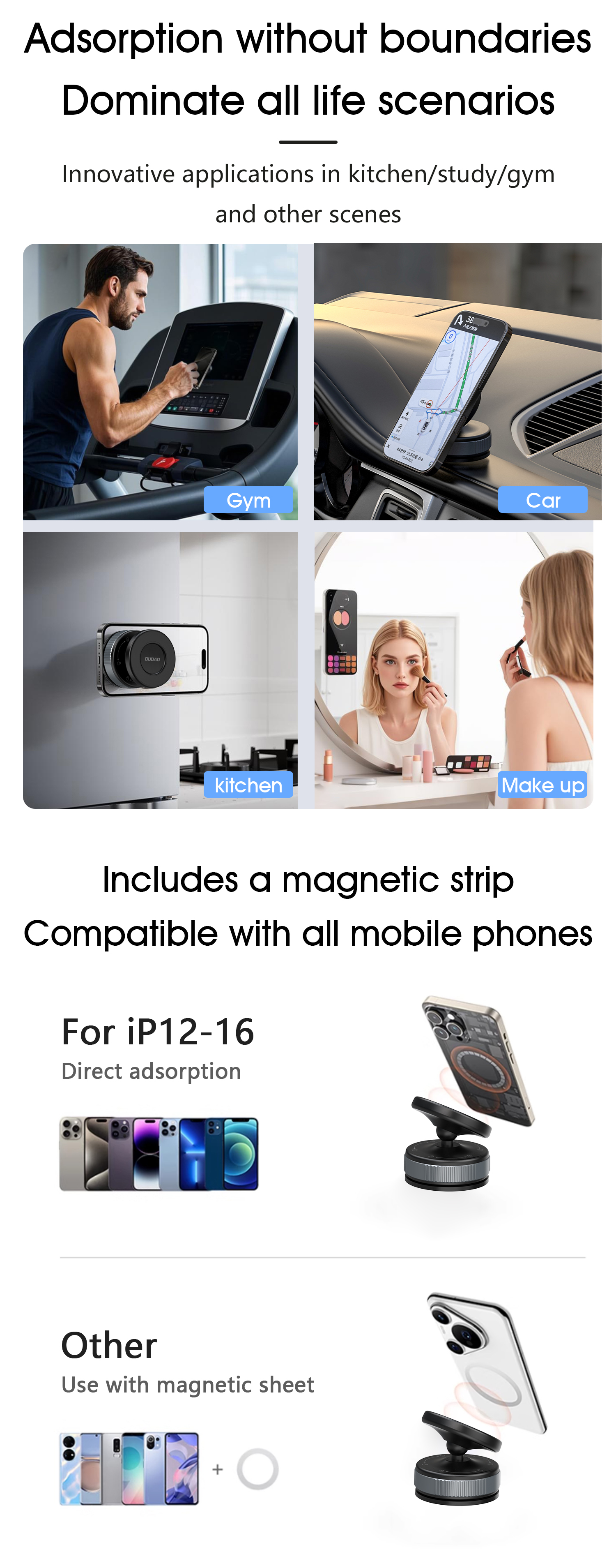 Dudao F24 MagSafe Kompatibilis Autós Tartó Szélvédőre vagy Műszerfalra Tapadókoronggal - Fekete-9