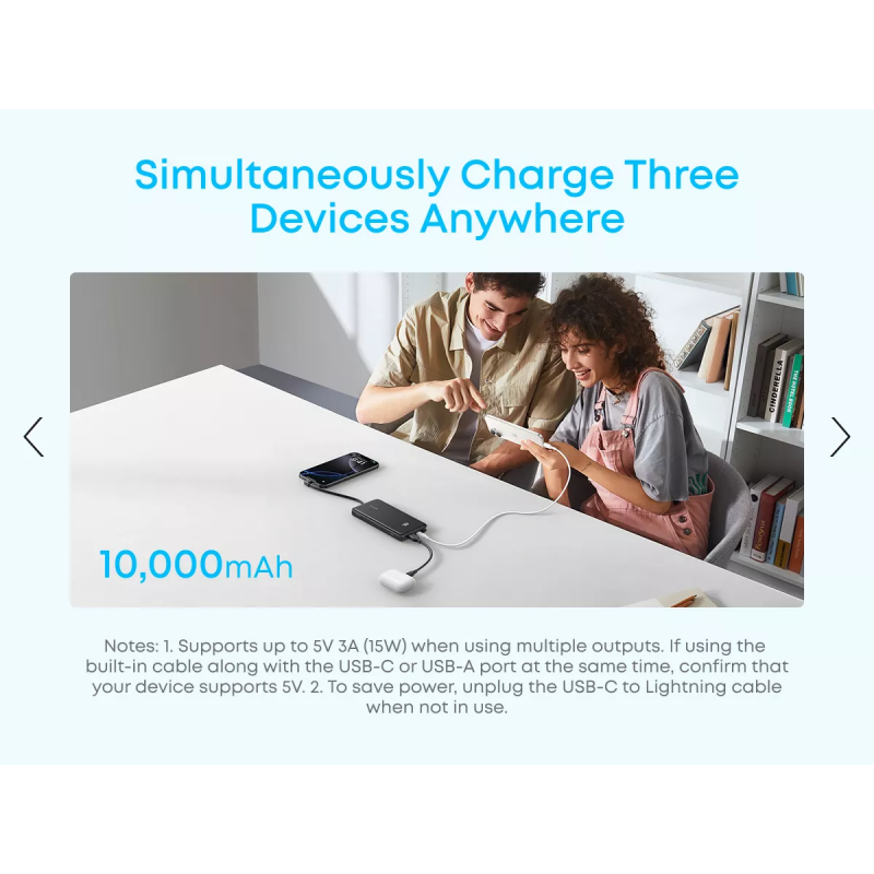 Powerbank Anker Zolo, 10000mAh, 22.5W, QC + PD, Fehér A110DH21-3