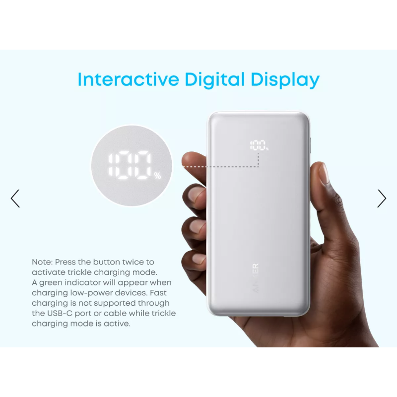 Powerbank Anker Zolo, 10000mAh, 22.5W, QC + PD, Fehér A110DH21-6