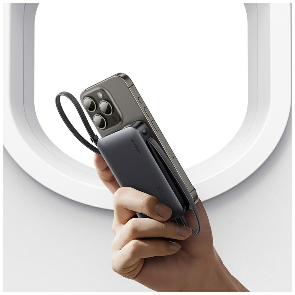 Powerbank USAMS XR sorozat CD228 10000mAh 20W + USB-C/Lightning kábel fekete-9
