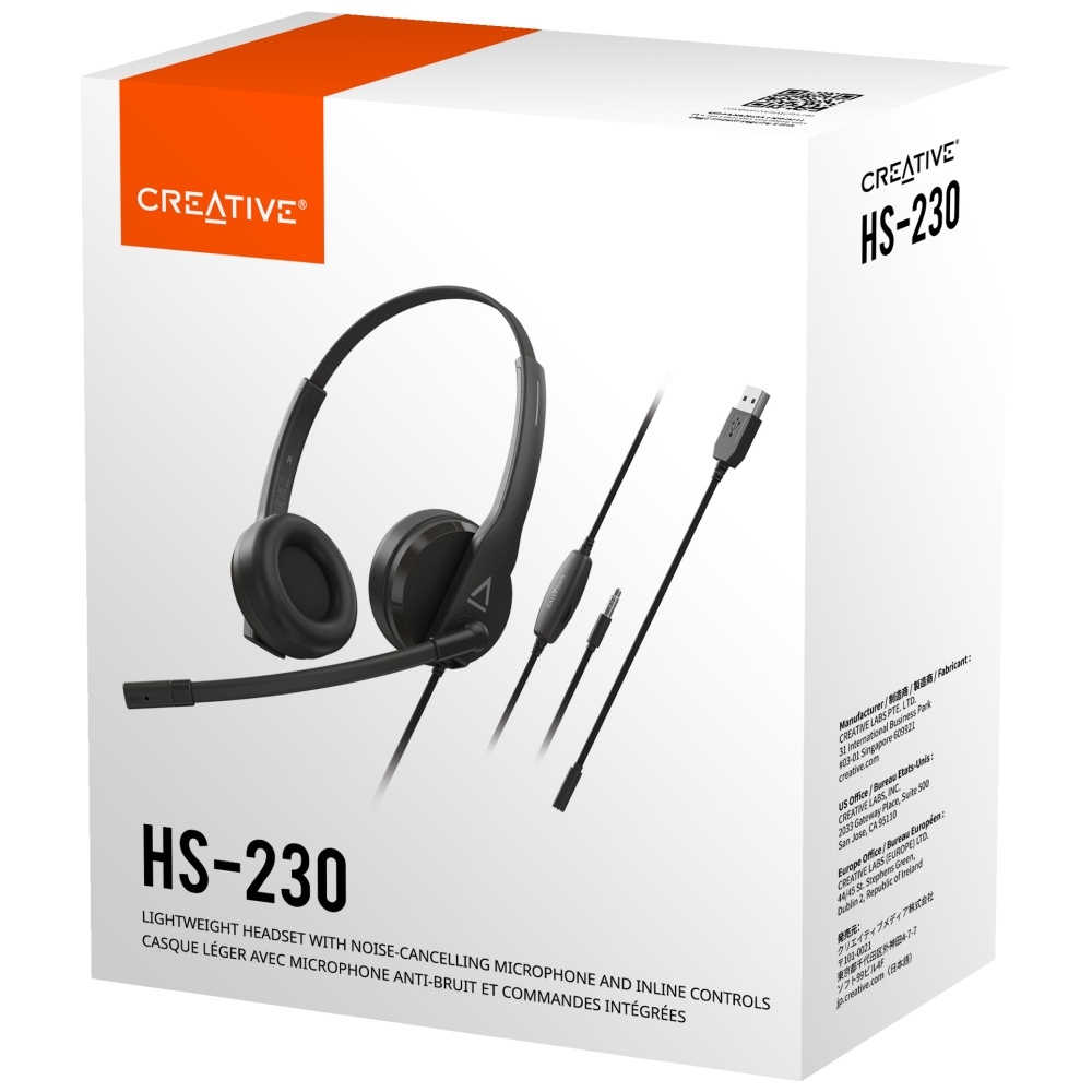 Creative HS-230 Vezetékes Fejhallgató USB Mikrofonnal Fekete-6