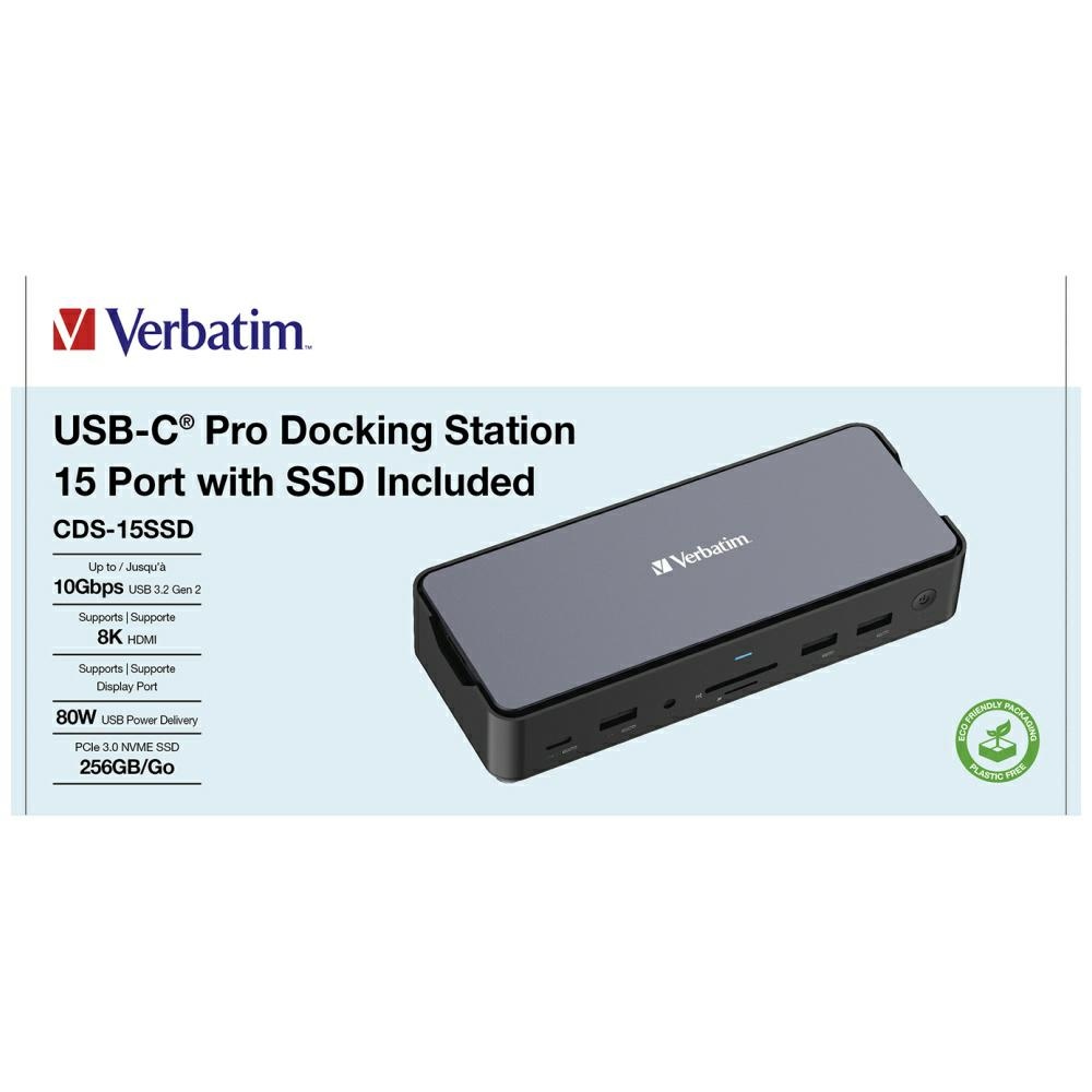 Adapter Verbatim 15 az 1-ben USB-C Pro dokkolóállomás 2xHDMI/1xRJ45/4xUSB-A/3xUSB-C/1xSD/1xmicroSD/1xAudio-9