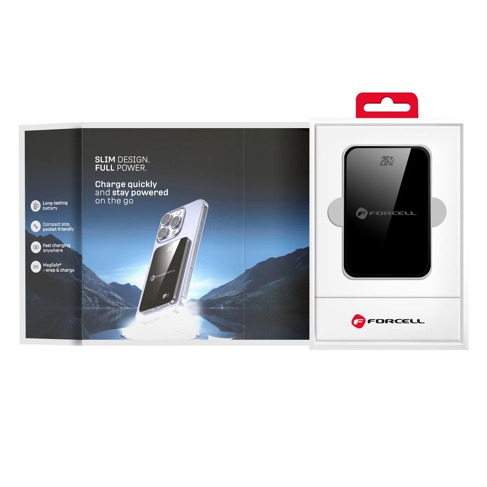 FORCELL F-ENERGY F5K8 Szuper Vékony powerbank MagSafe-kompatibilis PD3.0 QC4.0 15W 5000 mAh fekete-3