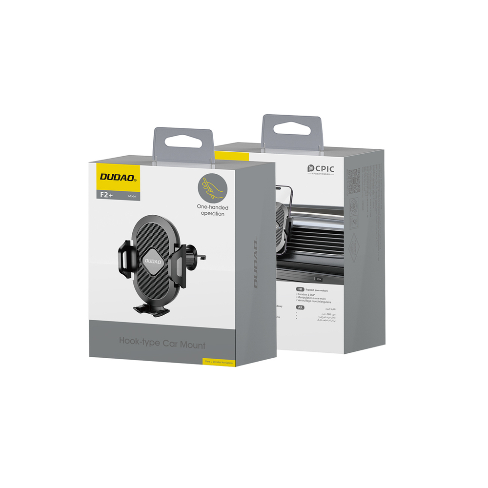 Dudao F2+ telefontartó szellőzőre erősíthető csipesszel - fekete-1