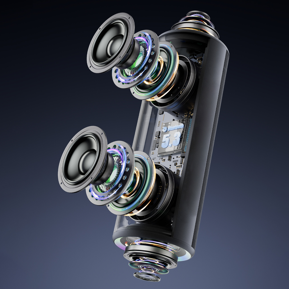  Dudao Y21 Pro Fekete Vezeték nélküli Hangszóró RGB Háttérvilágítással Bluetooth 5.3 - 80 W-9