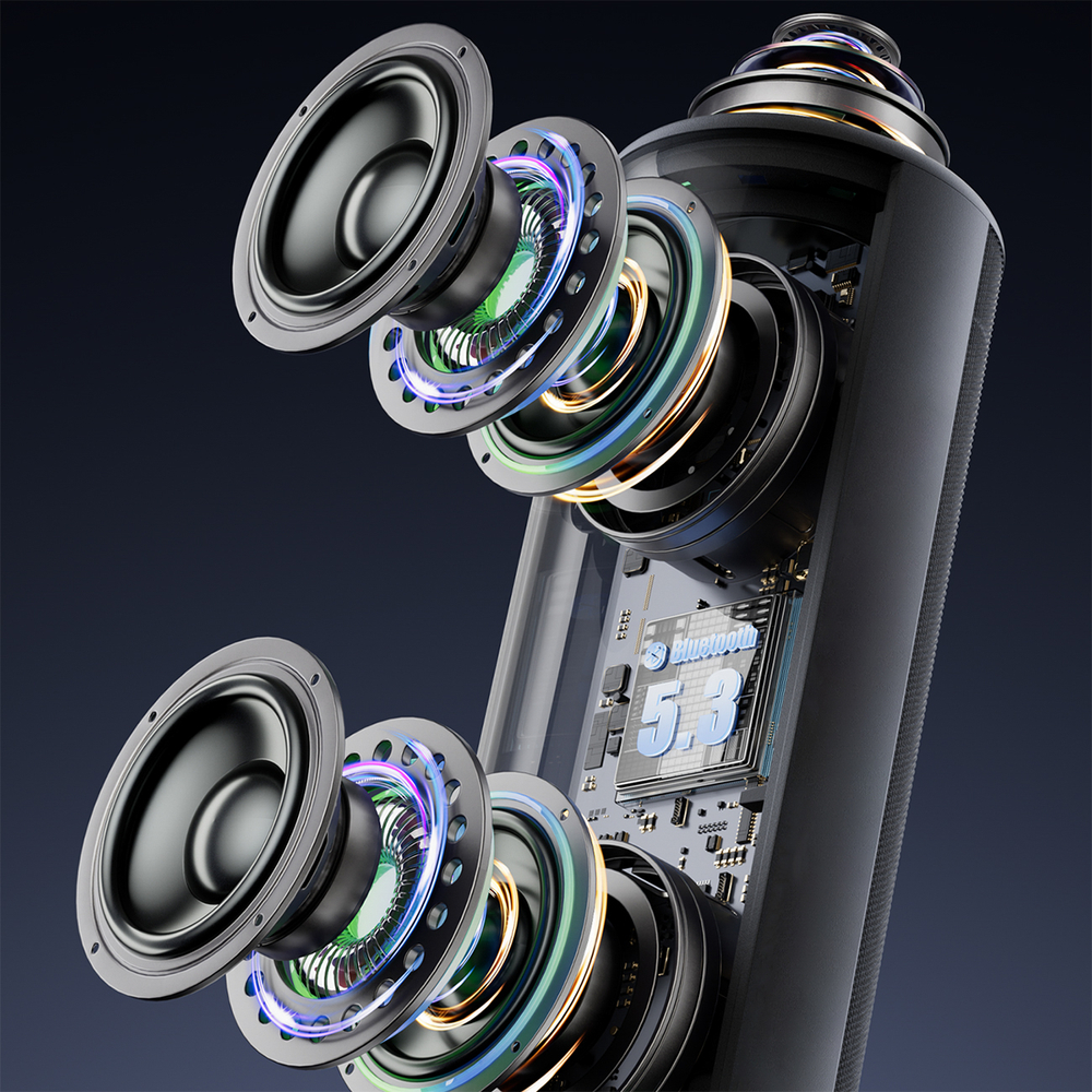  Dudao Y21 Pro Fekete Vezeték nélküli Hangszóró RGB Háttérvilágítással Bluetooth 5.3 - 80 W-2