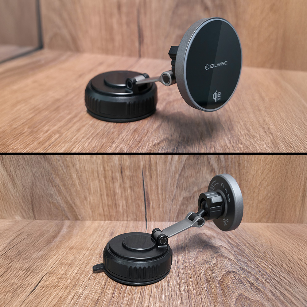 Blavec Autós tartó BHC-02 Qi2 25W vákuum mágneses indukciós töltővel szélvédőre (BHC02-QI2PMWIB) fekete tok-5