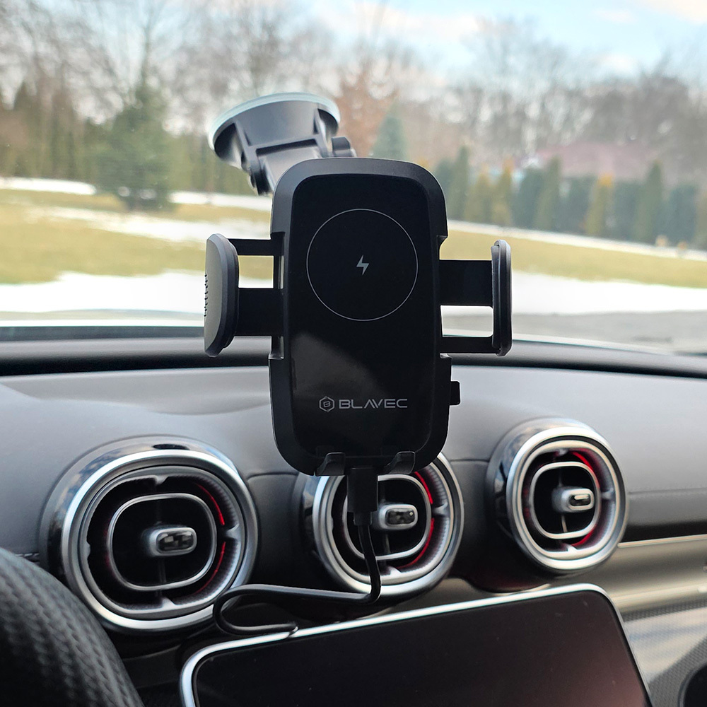 Blavec autós tartó BHC-03 15W-os indukciós töltéssel szélvédőre (BHC03-WIB) fekete-2