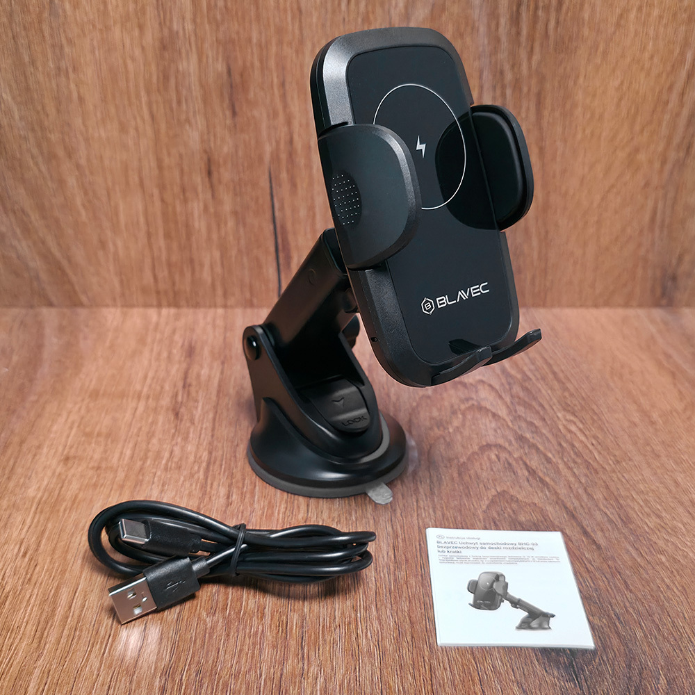 Blavec autós tartó BHC-03 15W-os indukciós töltéssel szélvédőre (BHC03-WIB) fekete-6