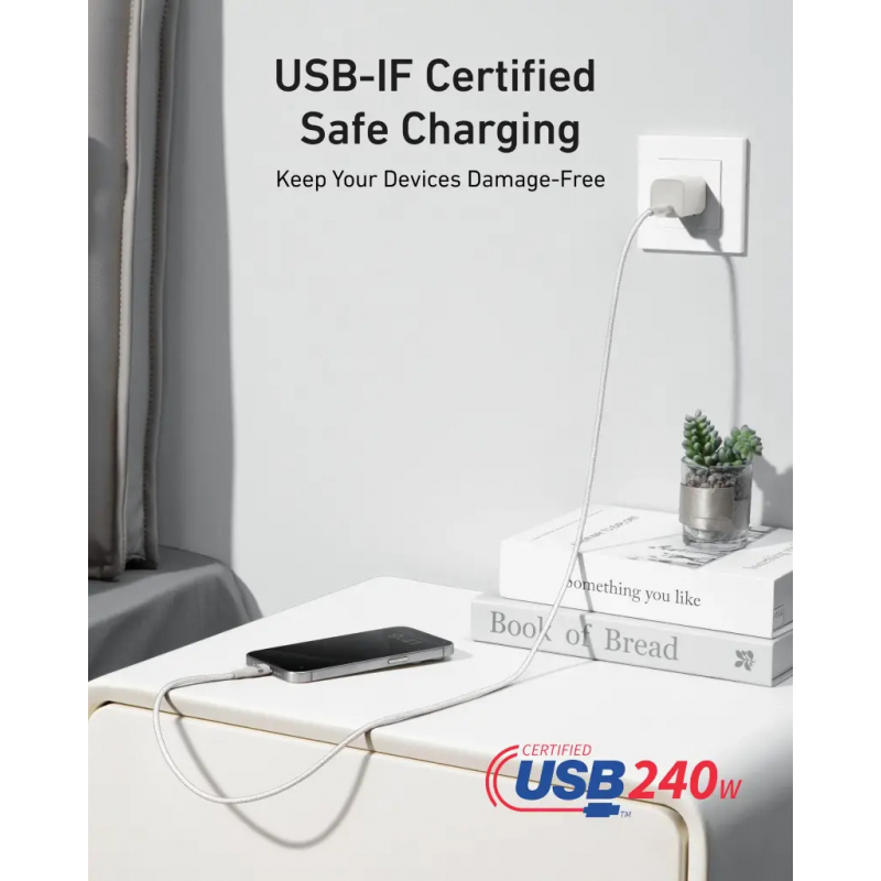 USB-C to USB-C kábel Anker, 240W, 0.9m, fehér A82E2H21-4