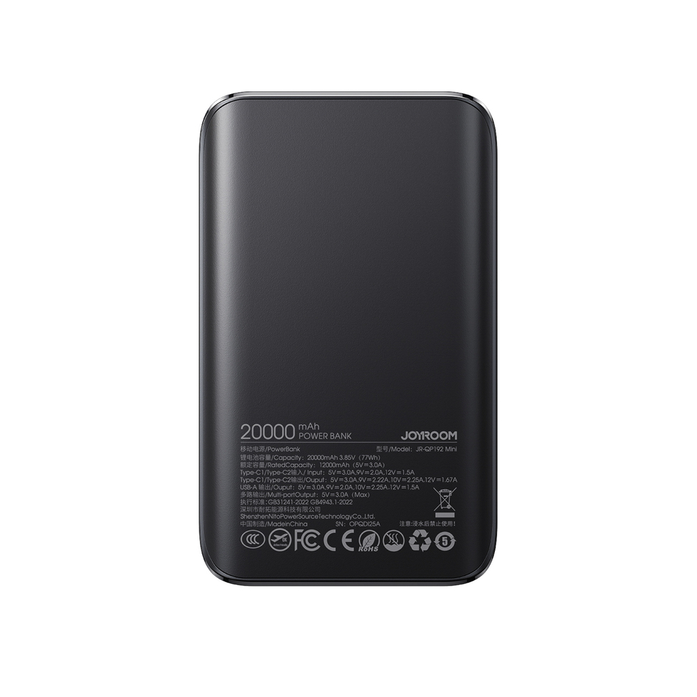 Joyroom JR-QP192 Star Series Mini 20000mAh 22.5W Powerbank digitális kijelzővel - Fekete-13