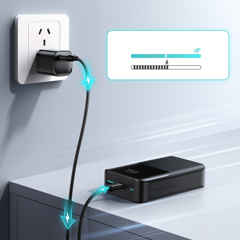 Joyroom JR-QP192 Star Series Mini 20000mAh 22.5W Powerbank digitális kijelzővel - Fekete-7