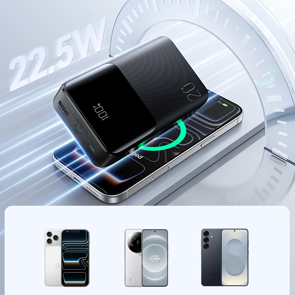 Joyroom JR-QP192 Star Series Mini 20000mAh 22.5W Powerbank digitális kijelzővel - Fekete-5