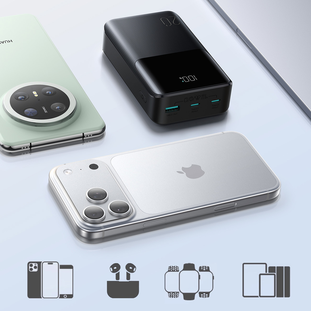 Joyroom JR-QP192 Star Series Mini 20000mAh 22.5W Powerbank digitális kijelzővel - Fekete-4