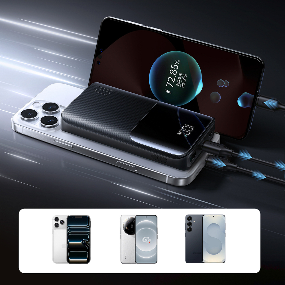Joyroom JR-QP191 Star Series Mini 10000mAh 22.5W Powerbank digitális kijelzővel - Fekete-5