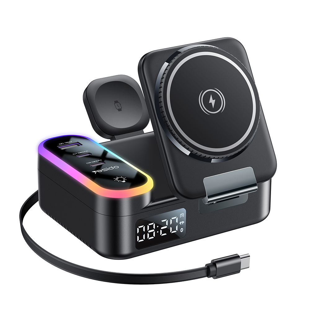 Yesido - Vezeték nélküli Töltőállomás (DS38) - 8 az 1-ben, MagSafe, Gyors Töltés, Qi2, iPhone-hoz, AirPods-hoz, Apple Watch-hoz, 65W - Fekete-0