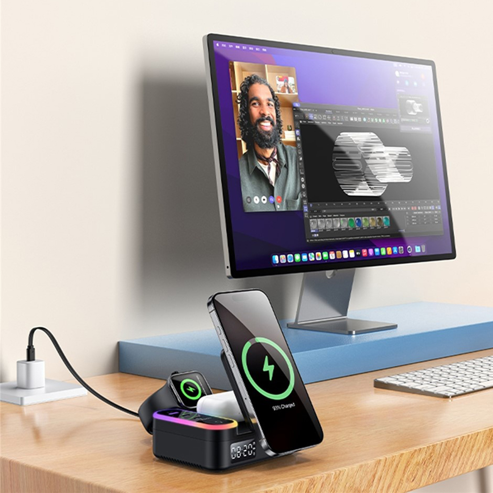 Yesido - Vezeték nélküli Töltőállomás (DS38) - 8 az 1-ben, MagSafe, Gyors Töltés, Qi2, iPhone-hoz, AirPods-hoz, Apple Watch-hoz, 65W - Fekete-5