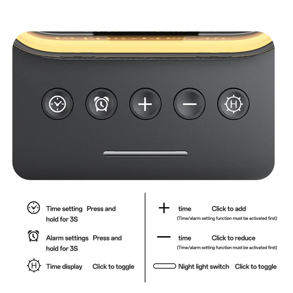 Yesido - Vezeték nélküli töltőállomás (DS37) - Gyors töltés, iPhone, AirPods, Apple Watch, puha éjszakai fény, 25W - Fekete-2