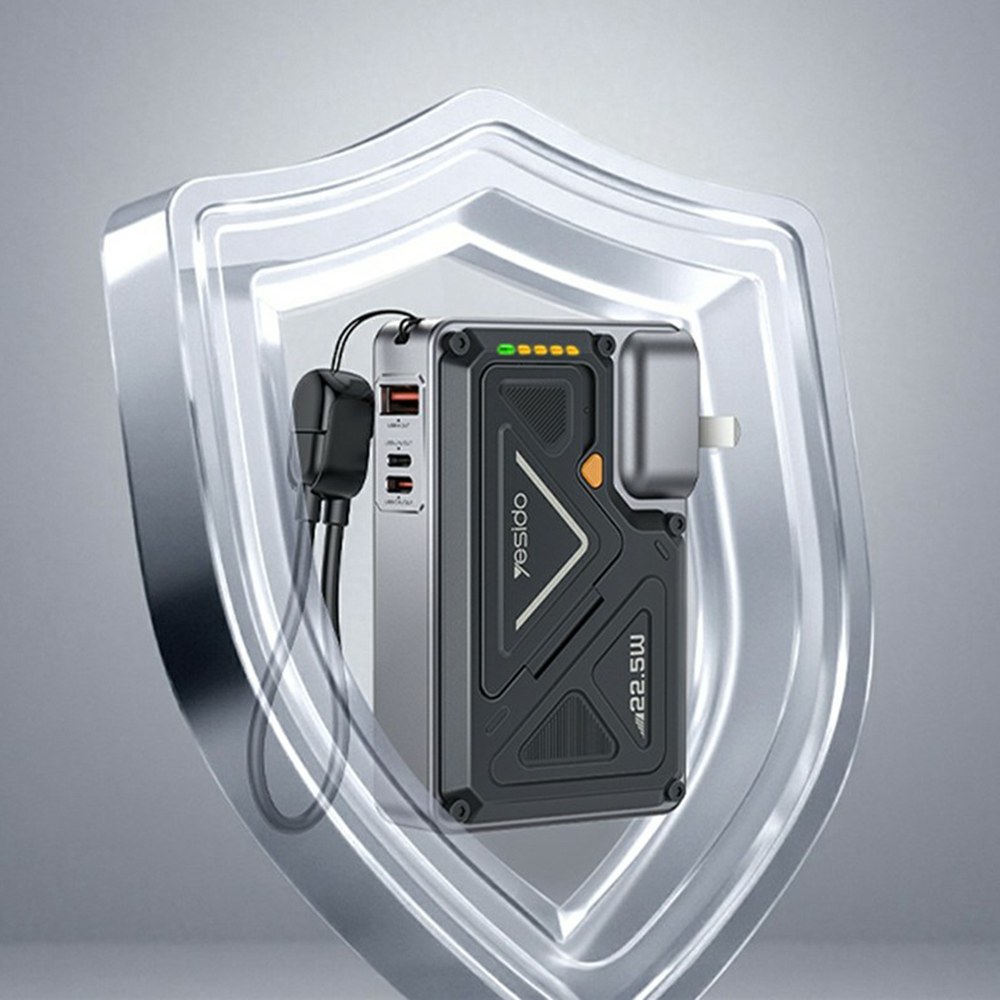 Yesido - Powerbank (YP89) - Mágneses, Gyors töltés, USB, Lightning, Type-C, Beépített állvány, LED fények, 10000mAh, 22.5W- Szürke-5