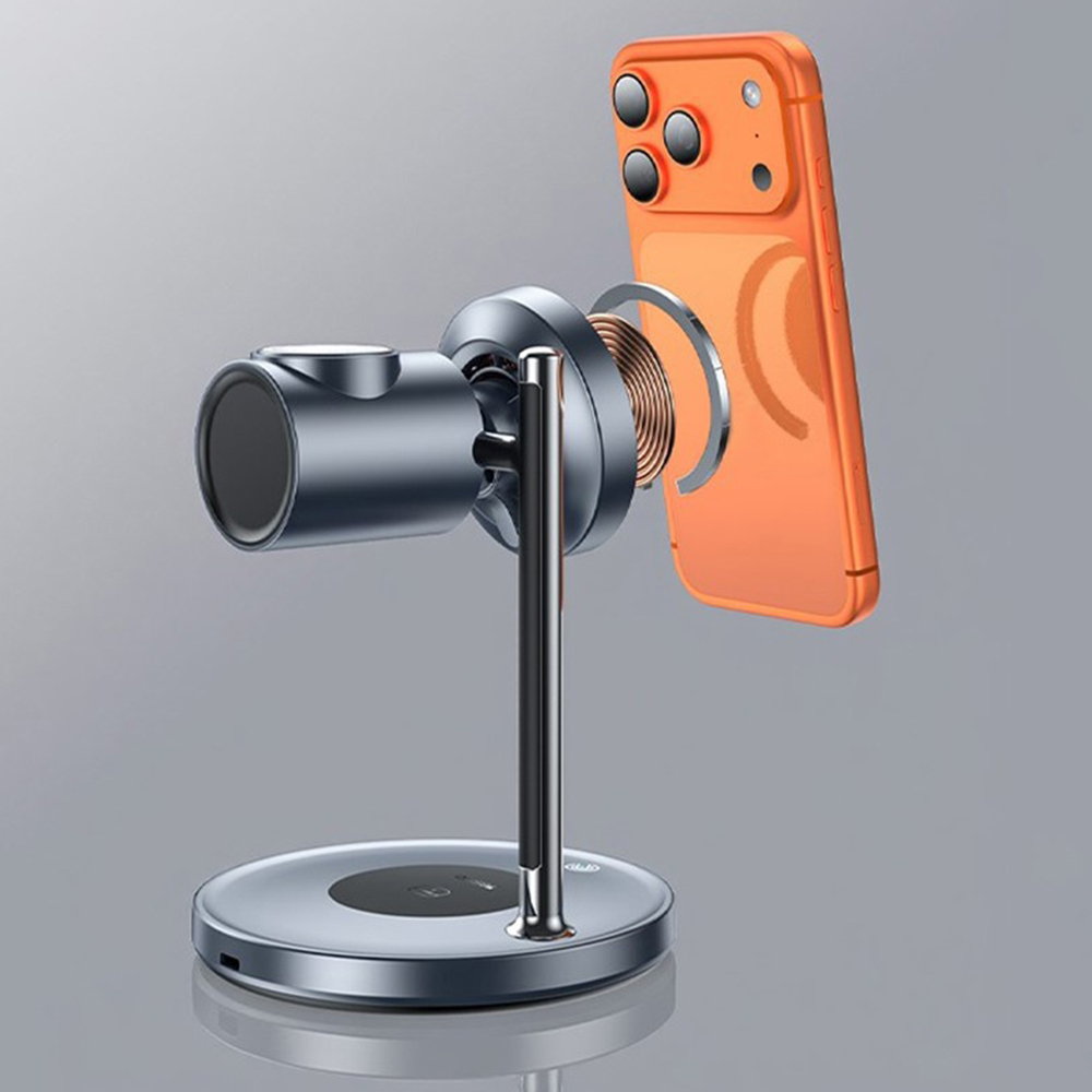 Yesido - Vezeték nélküli töltőállomás 3 az 1-ben (DS40) - Telefonhoz, Fülhallgatóhoz, Órához érintős kapcsolóval, Ventillátorral, Qi2.2, 25W, Type-C kábellel - Fekete-5