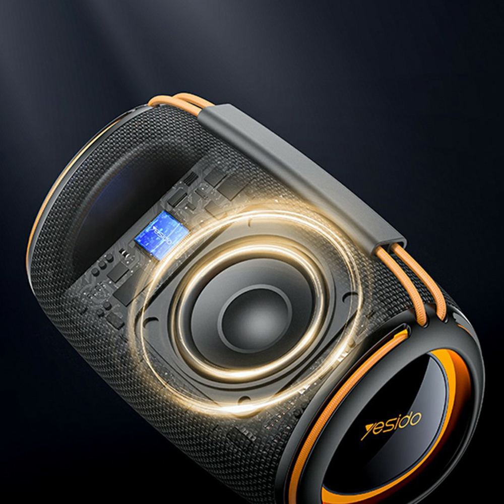 Yesido - Vezeték nélküli hangszóró (YSW39) - Bluetooth 5.3, RGB világítás, TWS, TF Kártya, USB, AUX, 1200mAh, 20W - Fekete-4
