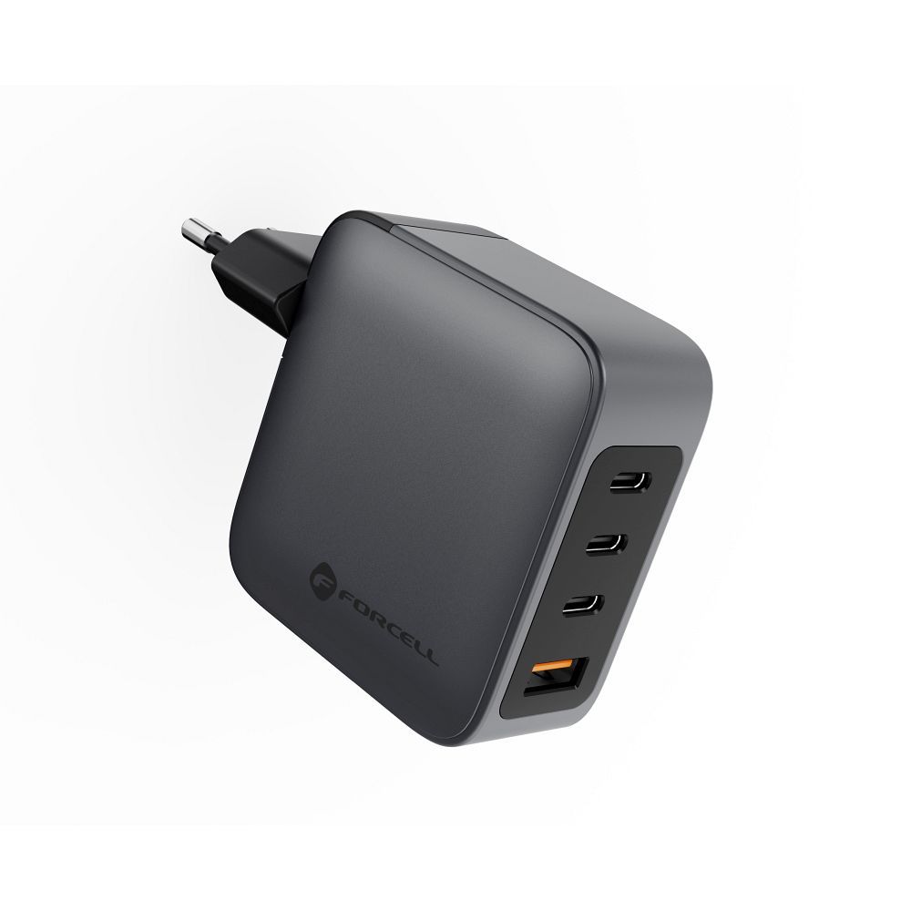 FORCELL F-ENERGY GaN VT-46 utazó töltő 3 x USB-C + USB A PD QC4.0 5A 100W szürke-1