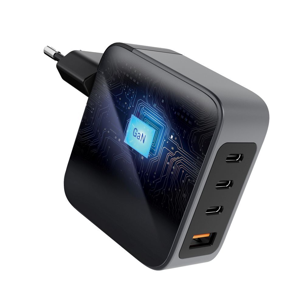 FORCELL F-ENERGY GaN VT-46 utazó töltő 3 x USB-C + USB A PD QC4.0 5A 100W szürke-9