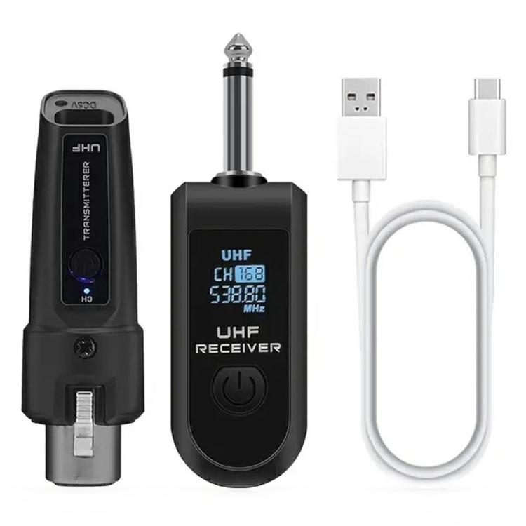 K1 vezetékes–vezeték nélküli mikrofon átalakító szett kézi dinamikus mikrofonhoz (1 adó XLR + 1 vevő 6.35 JACK)-0