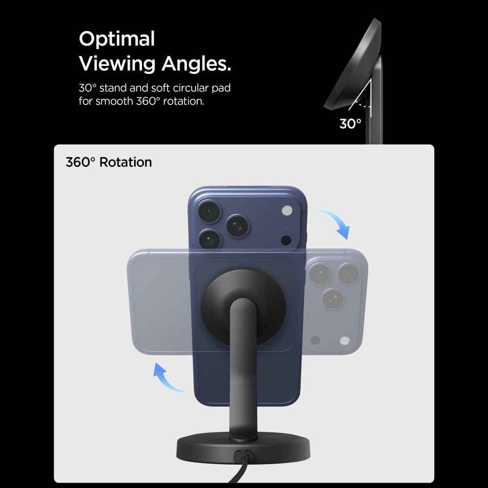 Spigen EF151MS Essential Mágneses MagSafe Vezeték nélküli Töltő 15W Fekete-5