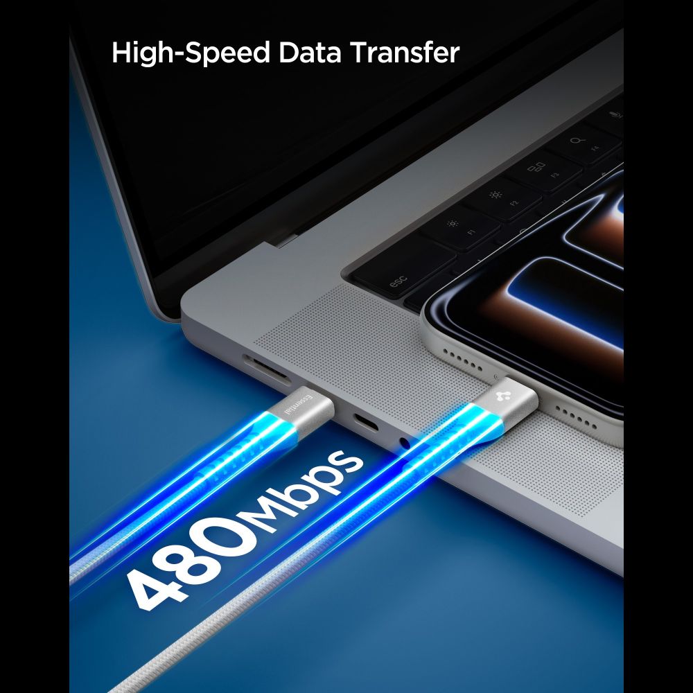 Spigen EB10010CCA Essential Type-C kábel 100W 100cm Fehér-3