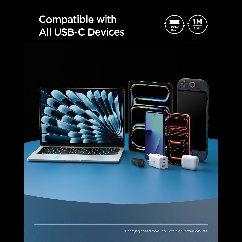 Spigen EB10010CCA Essential Type-C kábel 100W 100cm Fehér-6