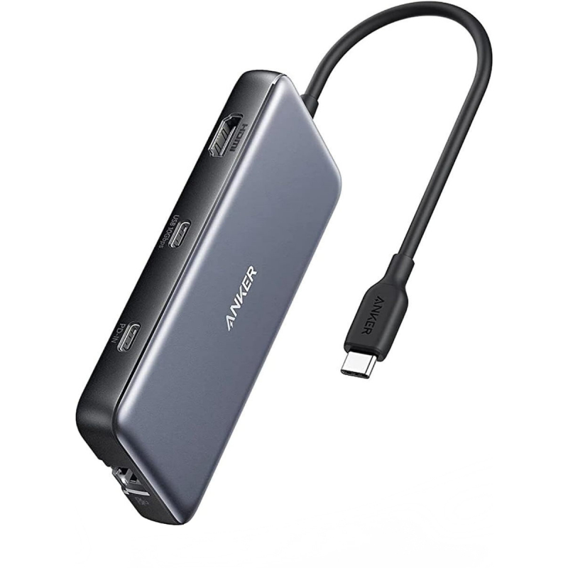 USB-C Hub Anker 555, 2 x USB-A 3.2 - 2 x USB-C - 1 x HDMI - 1 x RJ45 - 1 x SD - 1 x microSD, Szürke-0