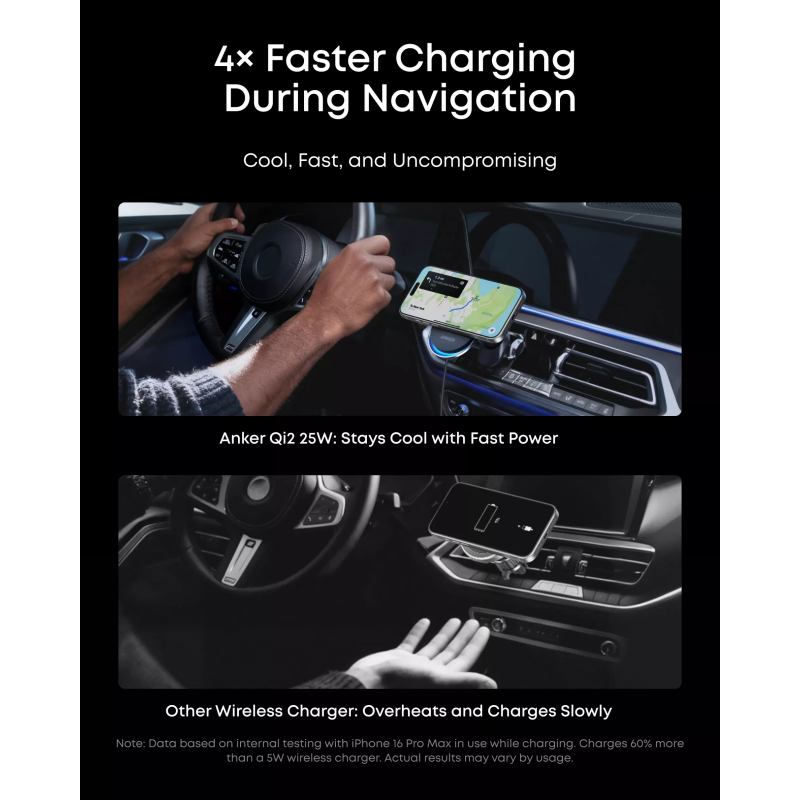 Anker Prime MagGo AirCool vezeték nélküli autós töltő, 25W, fekete (B2933H11)-2