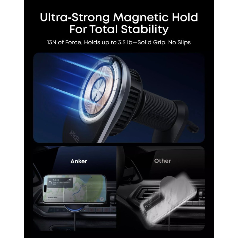 Anker Prime MagGo AirCool vezeték nélküli autós töltő, 25W, fekete (B2933H11)-4