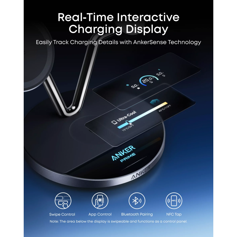 Anker Prime MagGo AirCool 3in1 vezeték nélküli töltő, 25W, fekete B25X7G11-4